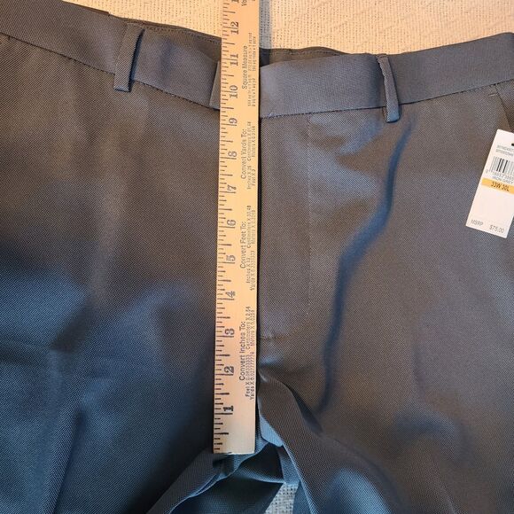 Van Heusen Pants Men 33x30 Grey Slim Fit Stretch FLEX Waistband Office Dress NWT - Picture 10 of 13